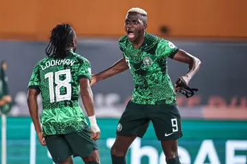 Ademola Lookman (L) scored the goal that put Nigeria in the semi-final