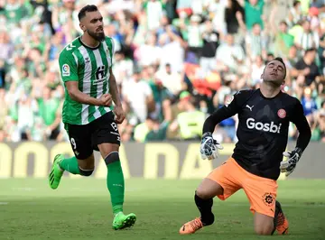 Borja Iglesias celebrates after netting against Girona
