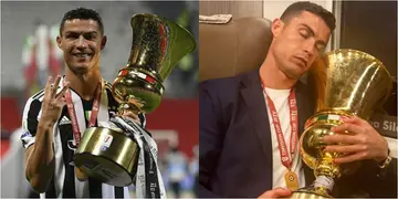 Ronaldo spotted doing something unusual with Coppa Italia trophy shortly after winning it with Juventus