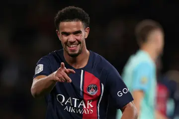 Warren Zaire-Emery celebrates scoring against Montpellier in PSG's most recent Ligue 1 outing