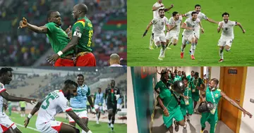 Players celebrating their goals at the Africa Cup of Nations. Credit: @CAF_Online