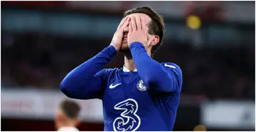 Ben Chilwell looks dejected during the Premier League match between Arsenal FC and Chelsea FC at Emirates Stadium. Photo by Alex Pantling.