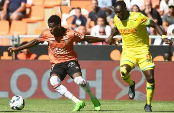 Dango Ouattara (L) in action for Lorient last weekend against Nantes