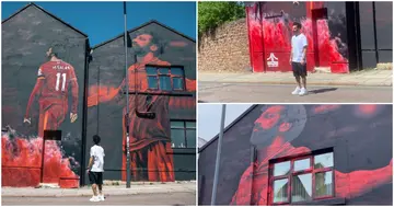 Liverpool, Anfield, Mohamed Salah, mural, Merseyside, Community Shield