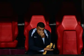 Kylian Mbappe, who broke his nose in France's opening game of Euro 2024, watched from the dugout as his side drew with the Netherlands