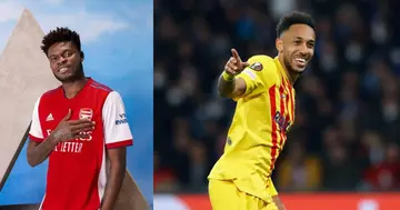 Arsenal ace Thomas Partey has expressed his joy for Aubameyang’s explosive start to life at Barcelona. Photo credit: @Arsenal @FCBarcelona