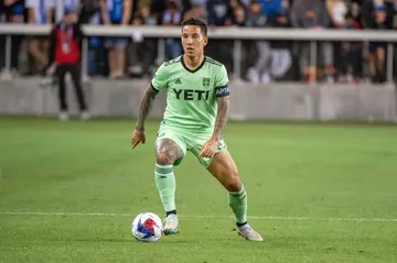 Sebastian Driussi of Austin FC during a game between San Jose Earthquakes and Austin FC at PayPal Park on October 21, 2023, in San Jose, California