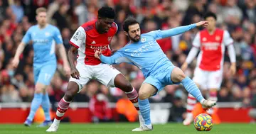 Arsenal's Thomas Partey playing against City. SOURCE: Twitter/ @JoySportsGH