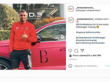 Ghanaian forward Kevin Prince-Boateng adds a new SUV to his collection of cars