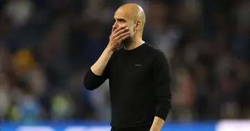 Pep Guardiola looks dejected following defeat in the UEFA Champions League Final between Manchester City and Chelsea FC at Estadio do Dragao on May 29, 2021 in Porto, Portugal. (Photo by Alexander Hassenstein - UEFA/UEFA via Getty Images)