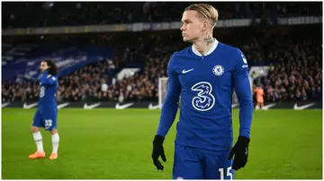 Mykhailo Mudryk looks on prior to the Premier League match between Chelsea FC and Fulham FC at Stamford Bridge. Photo by Darren Walsh.