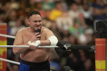 Samoa Joe is in the ring during a match vs. AJ Styles at Barclays Center, Brooklyn