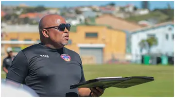 Chippa United coach, Morgan Mammila during a training session with the team.