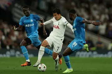 Tottenham forward Son Heung-min (C) has yet to score this season