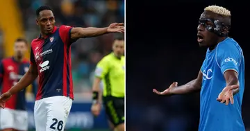 Yerry Mina tried to anger Victor Osimhen during a Serie A fixture between Cagliari and Napoli.