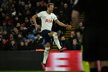 Tottenham forward Harry Kane celebrates scoring against Crystal Palace