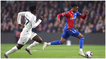 Michael Olise in action for Crystal Palace against Manchester United in the their Premier League at Selhurst Park on May 6, 2024 in London. Photo: Alex Pantling.