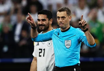 Referee Clement Turpin awarded a penalty to Germany after a VAR review during the Euro 2024 clash against Scotland on June 14, 2024.