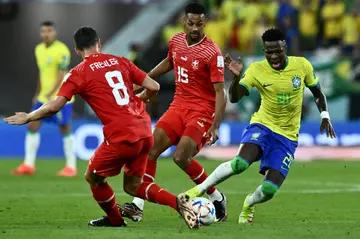 Vinicius Junior in action for Brazil in their World Cup clash with Switzerland on Monday