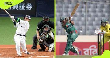 Baseball player Tomoya Mori (l) and cricket player Sobhana Mostary (r)