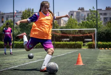 Young female players train at the Avadas Club academy in Casablanca