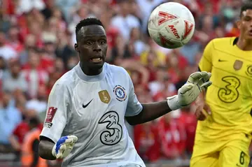 Chelsea goalkeeper Edouard Mendy (C) has joined Al-Ahli