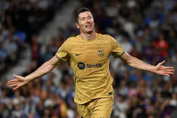 First of many? Robert Lewandowski scored his first two goals for new club Barcelona