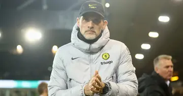 Thomas Tuchel, Manager of Chelsea looks on during the Premier League match between Norwich City and Chelsea at Carrow Road on March 10, 2022 in Norwich, England. (Photo by Julian Finney/Getty Images)