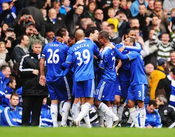 Chelsea players are seen celebrating