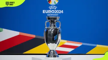 A detailed view of the UEFA EURO 2024 trophy