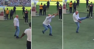 A Zulu dancer entertains the crowd ahead of the Kaizer Chiefs game.