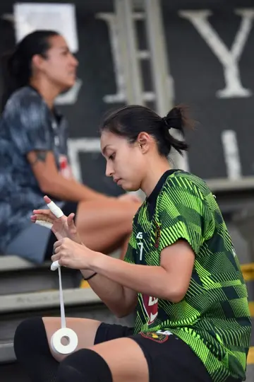 Goalkeeper Inna Palacios during training for the Philippines