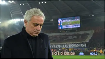José Mourinho prior the Coppa Italia quarter-final match between SS Lazio and AS Roma at Stadio Olimpico on January 10, 2024, in Rome, Italy.