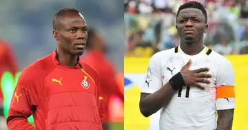 Sulley Muntari and Agyemang Badu during their days with the Black Stars. SOURCE: @ghanafaofficial