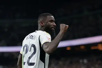 Antonio Rudiger reacts during Real Madrid's 5-3 win over Atletico Madrid in the Spanish Super Cup, but his interaction with Alvaro Morata captured the headlines.