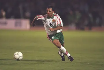 Hristo Stoichkov of Bulgaria in action during the World Cup qualifying match against Russia in Sofia, Bulgaria on 10 September 1997