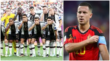 Eden Hazard, symbolic gesture, covering mouth, holding mouth, Belgium, Germany, One Love, armband, LGBTQ+, Qatar 2022