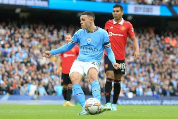 Manchester City's Phil Foden scored a hat-trick against Manchester United