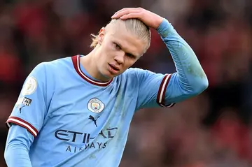 Manchester City forward Erling Haaland made little impact in his side's 2-1 defeat by Manchester United