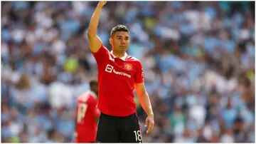 Casemiro in action during the FA Cup final match between Manchester City and Manchester United at Wembley Stadium. Photo by Robin Jones.