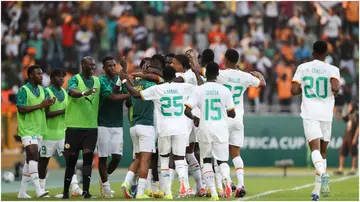 Ismaïla Sarr celebrates with his teammates after scoring during the TotalEnergies CAF Africa Cup of Nations group stage match between Senegal and Cameroon. Photo by MB Media.