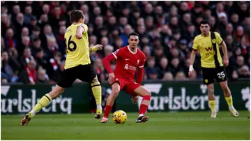 Trent Alexander-Arnold in action during the Premier League match between Liverpool FC and Burnley FC at Anfield. Photo by Andrew Powell.