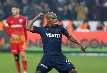 Nwakaeme celebrates a goal for Trabzonspor