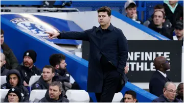Mauricio Pochettino gives the team instructions during the Premier League match between Chelsea FC and Wolverhampton Wanderers at Stamford Bridge. Photo by Richard Heathcote.