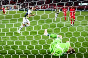 Edin Dzeko scoring his first European goal for Fenerbahce from the penalty spot against Twente