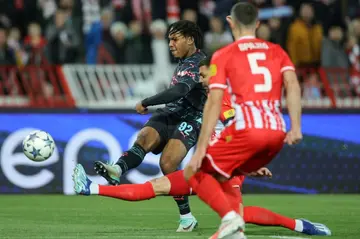 Debut goal: Manchester City midfielder Micah Hamilton (L) opened the scoring in a 3-2 win over Red Star Belgrade in the Champions League