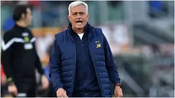 José Mourinho reacts during the Serie A match between AS Roma and AC MIlan at Stadio Olimpico. Photo by Giuseppe Bellini.