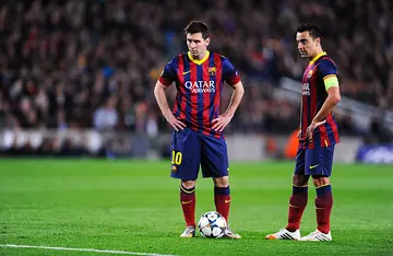 Lionel Messi and Xavi Hernandez in Barcelona 