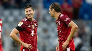 Bayern duo Lewandowski and Muller. Photo: Tom Weller.