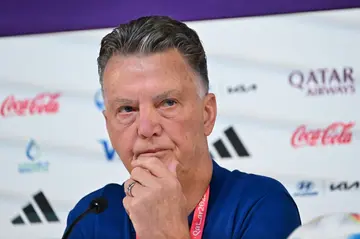 Netherlands coach Louis Van Gaal speaking at a press conference on Thursday